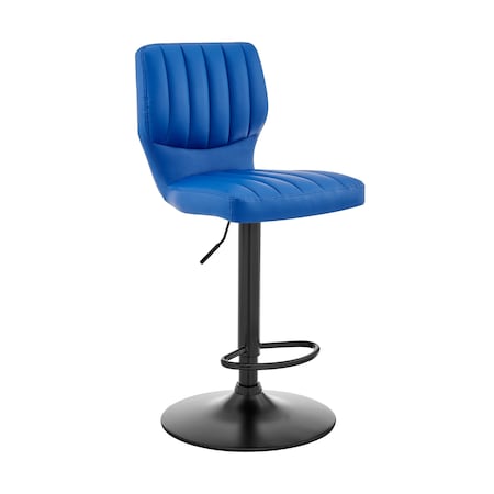 Armen Living Bardot Adjustable Height Blue Faux Leather Swivel Bar Stool LCBABABLBLUE